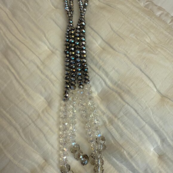 Anthropologie Opera-Length Double-Strand Crystal Necklace NWOT 20-22 inch - Picture 5 of 5